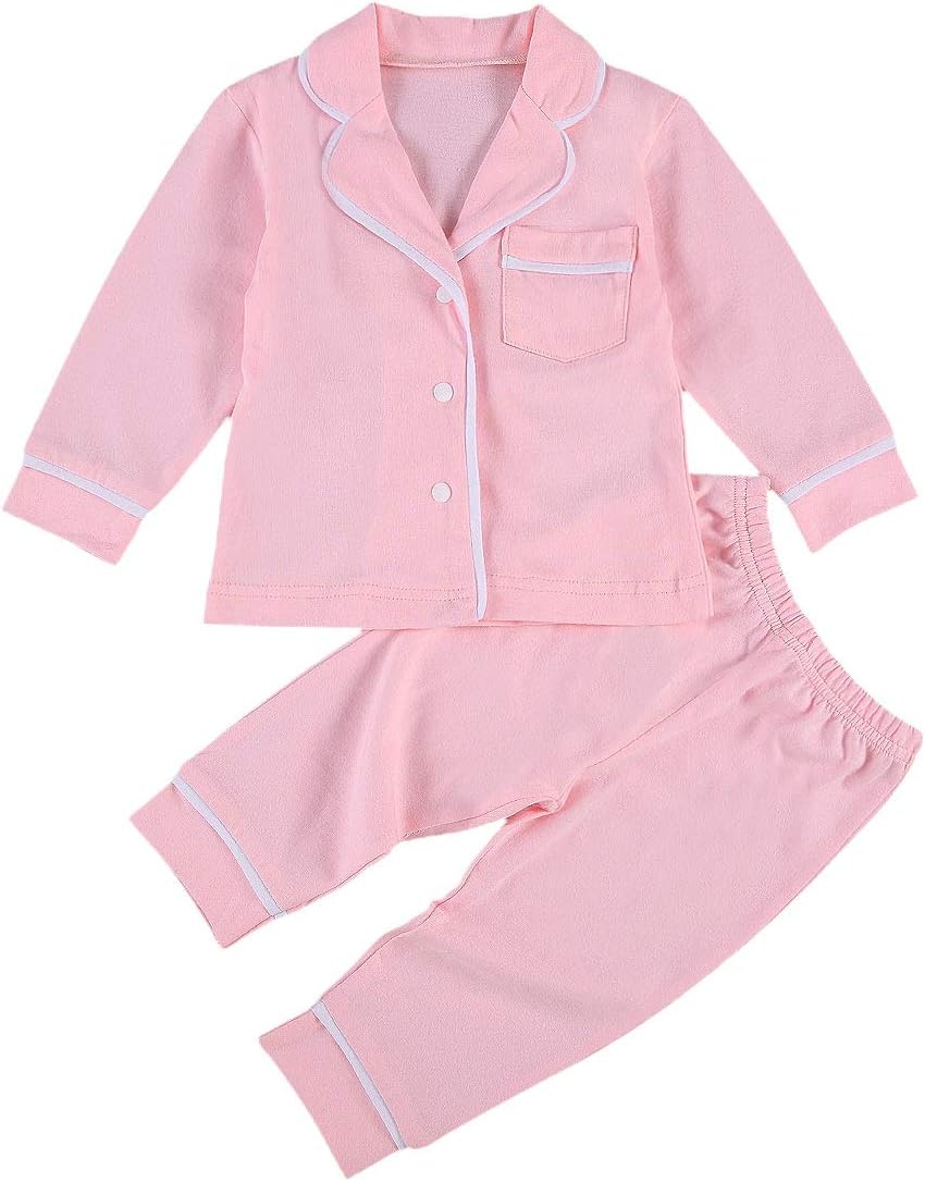 Cotton Button Front Pajama Set for Babies and Kids