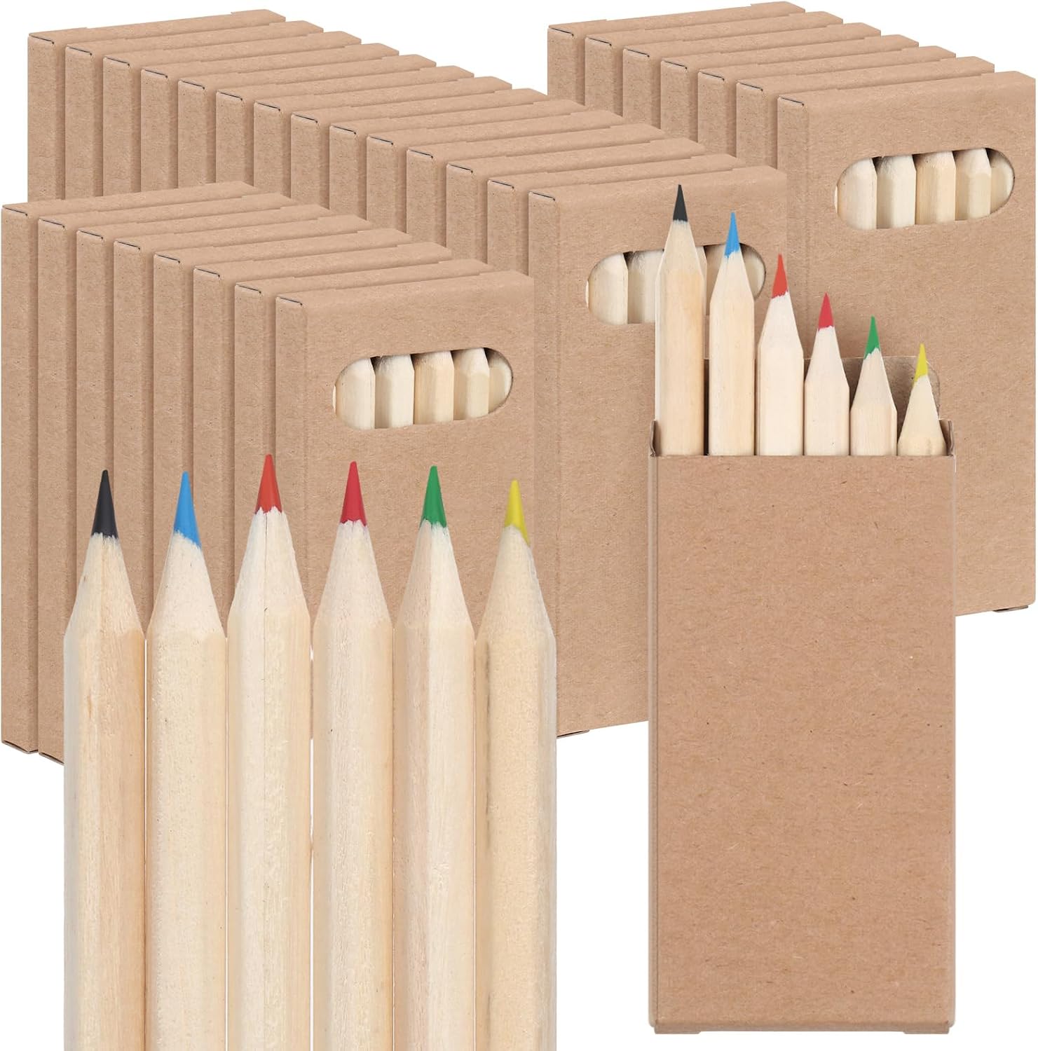 Mini Colored Pencils in Kraft Boxes for Kids