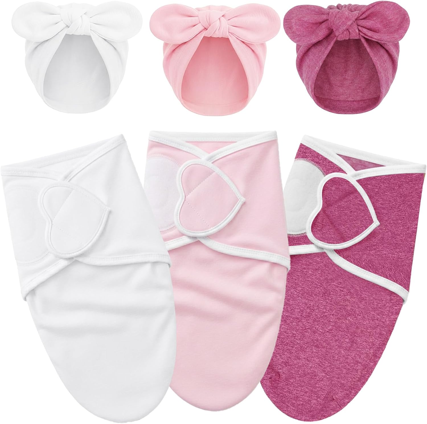 Cotton Swaddle Wrap with Hook and Loop Fasteners and Hat