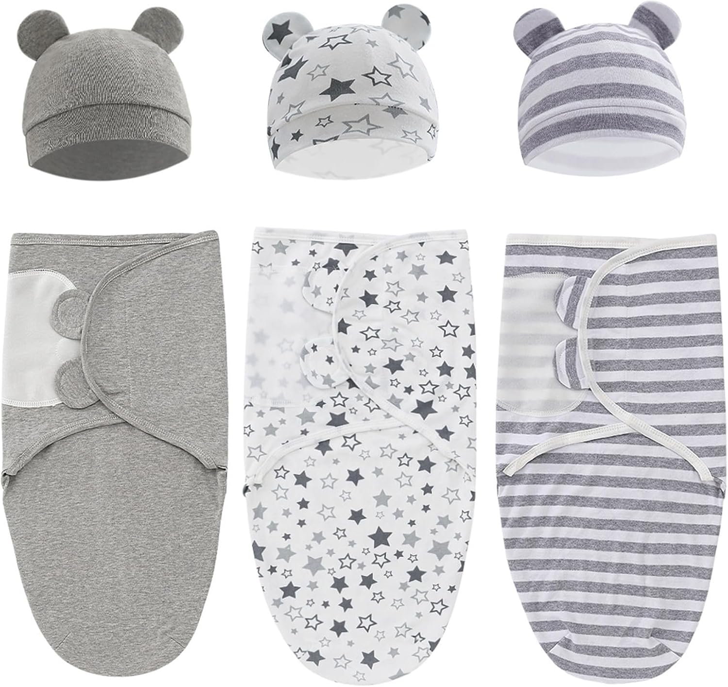 Cotton Swaddle Wrap with Hook and Loop Wings