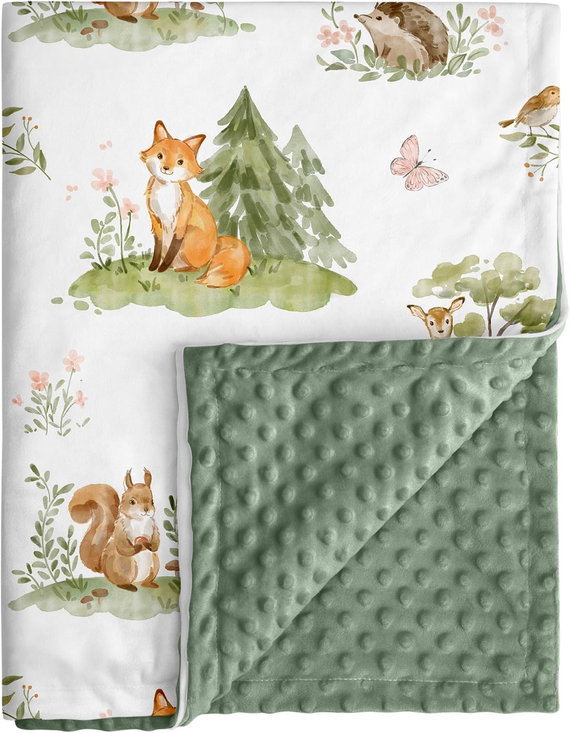 Soft Plush Baby Blanket with Polka Dot Backing