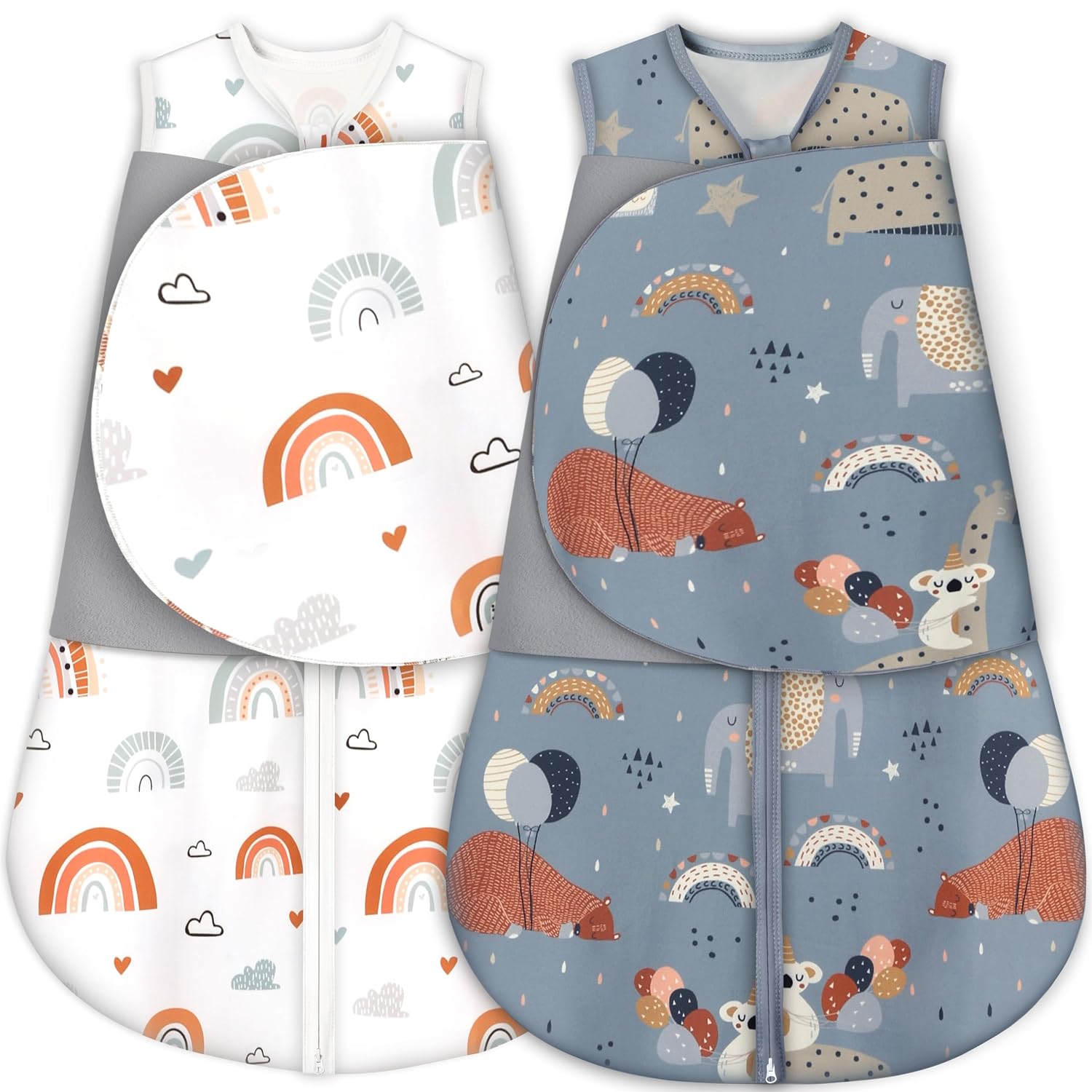 Cotton Swaddle with Silent Velcro and Reverse Zipper